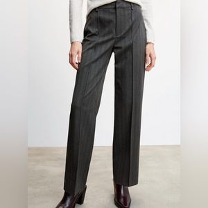 MANGO. Straight Stripe Pants. Size 10. Charcoal Gray.